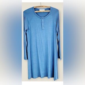 Cozy Blue Long Sleeve Pajama Dress
